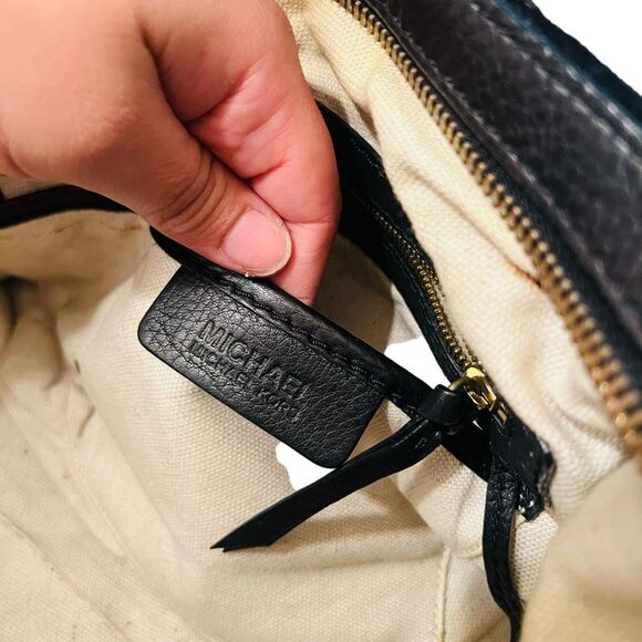 Michael Kors Astor black Leather Patchwork Croc Embossed Studded Satchel Suede - Picture 6 of 13